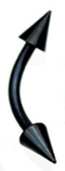 16g Black Titanium Anodized Over Surgical Steel Curved Barbell Eyebrow Ring Body Jewelry Piercing 16 Gauge 3/8