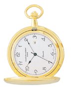 Charles Hubert 14k Gold plated White Dial with Date Pocket Watch