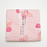 白雪　友禅　はんかち　椿　珊瑚
