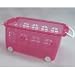 Kitchen & Housewares : Basket w Wheels - Pink (Pink) (9.34"H x 15.388"W x 21"D)