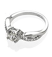 Platinum Plated Twisted Crystal Stone Ring