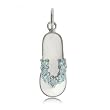 Flip Flop Sandal Pendant Sterling Silver Charm Blue CZ