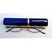 MB9910T Strength +1.00 Antique Blue Reading Glasses in Metal Tube w/Spring Hinge and Pocket Clip
