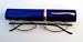 MB9910T Strength +2.75 Antique Blue Reading Glasses in Metal Tube w/Spring Hinge and Pocket Clip