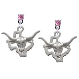 Longhorn - Texas Light Pink Swarovski Post Charm Earrings [Jewelry]