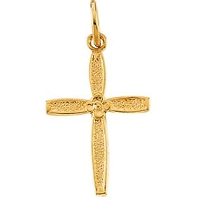 14k Yellow Gold Childs Cross Pendant 14x10mm
