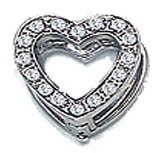 10mm Open Diamond Vertu Heart Charm Pendant in 18k White Gold