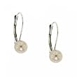 Silver Freshwater Pearl 14K White Gold Hoop Earrings