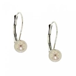 Silver Freshwater Cultured Pearl Hoop Earrings in 14K White Gold