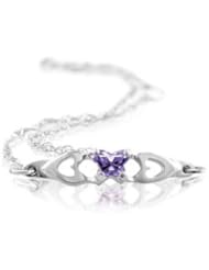 Bfly Cz Birthstone Bracelet W/Box 14K White February 19800