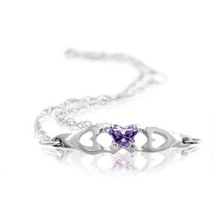 Genuine IceCarats Designer Jewelry Gift 10K White Gold Bfly Cz Birthsto Brc W/Box. February Brc W/Box Bfly Cz Birthsto Brc W/Box In 10K White Gold