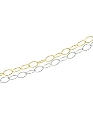 CleverEves 14K Yellow Gold 17 Inch Trace Navette 2 Row Chain (Tt)