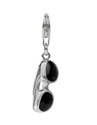 Best Gift, Sterling Silver Sunglasses Charm with Lobster Clasp with Black Enamel , Width 1/4 Inch, Length 1 1/4 Inch, Weight 3.2g, It Is a Nice Pendant, Too