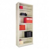 Steel Bookcase, 6 Shelves, 34-1/2W X 13D X 84H, Putty