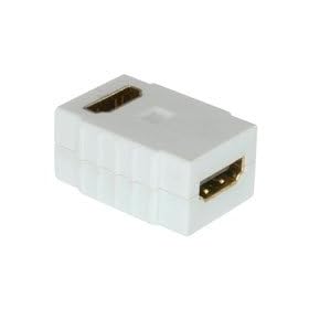 White Keystone Insert HDMI Female to Female Coupler Right Angled