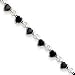 Sterling Silver Heart Anklet With Black Cats Eye - 9 Inch