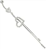 CZ - SUMMER ROMANCE Gem Heart Dangle Belly Button Ring
