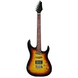 Kona Quilted Top Double Cutaway Electric Guitar in Tobacco Sunburst
