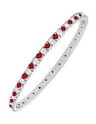 Ruby and Diamond Eternity Bangle 14K White Gold - 3.00 CT TGW