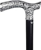 Chrome Plated Scroll Fritz Walking Cane With Black Beechwood Shaft