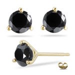 1.50 Cts Black Diamond Stud Earrings in 18K Yellow Gold
