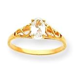 14k Synthetic White Spinel Ring