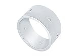 10MM Comfort Fit Flat Wedding Band with Diamonds : Platinum - 0.10 CT TDW