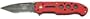Folding Knife With Red Plastic Handle And Black Blade 4.5"
