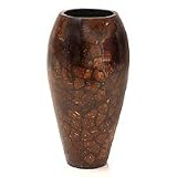 NOVICA Coconut shell vase, 'Brown Lotus' (large)
