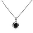 Sterling Silver Necklace - Heart with Black and Clear CZs - 11mm Length