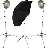 Adorama Adorlite Senior Studio Photoflood Lighting Kit with 3 - Light Stands, 10 Reflectors, Socket Kits, Umbrella and 500 watt ECT Tungsten Bulbs.