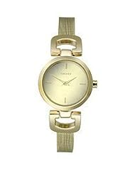 DKNY Round Stainless Steel Mesh Bracelet - Gold-Tone Womens watch #NY2101