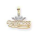 14k & Rhodium Polished Princess with Crown Charm