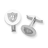 Sterling Silver Oakland Raiders Disc Shield Cuff Links