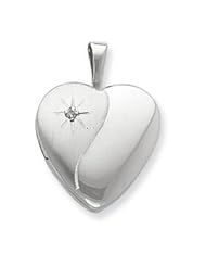 Sterling Silver & Diamond 16mm D/C Heart Locket