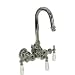 Polished Chrome ~ Gooseneck Clawfoot Tub Diverter Faucet - Porcelain handles