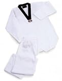 White with Black V-Neck Ribbed Taekwondo Uniform