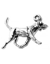 Sterling Silver 3D American Foxhound Walking Pet Dog Animal Charm