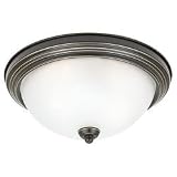 Sea Gull Lighting 79565BLE-782 Wheaton - Three Light Close to Ceiling Flush Mount, Heirloom Bronze Finish with Satin Etched Glass