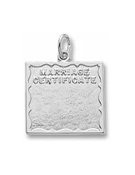 Rembrandt Charms, Marriage Certificate Charm in Solid Sterling Silver or Gold, Engravable