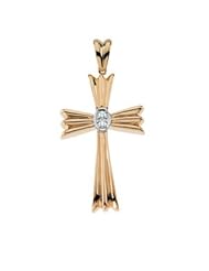 14K Yellow Gold .066 Ct Tw Diamond Cross