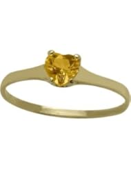 14 Karat Yellow Gold Genuine Citrine Heart Solitaire Baby Ring
