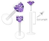 21Kz2UY%2BK6L. SL160  Purple Swarovski Heart Flex Flexible Labret Monroe body jewelry piercing lip Ring
