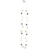 15" Cultured White, Cream & Black Fresh Water Pearl, Double Strand Invisible Necklace, w/ Sterling Silver Spring lock, 3/16" (5mm) wide