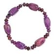 .925 Silver & Purple Crazy-Lace Agate Stretch Bracelet- 8 IN