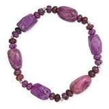 .925 Silver & Purple Crazy-Lace Agate Stretch Bracelet- 8 IN