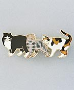 Childrens Toyshop  Jewelry : Gold plated and vitreous enamel "3 cats walking" pin brooch