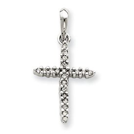 Genuine IceCarats Designer Jewelry Gift 14K White Gold Diamond Cross Pendant