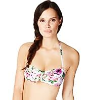 Mirror Floral Print Bandeau Bikini Top