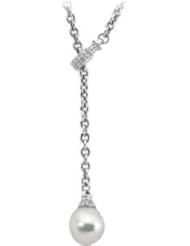 Jewelplus South Sea Cultured Pearl & Diamond Necklace 18K White 15.00 Mm Fine Baroque